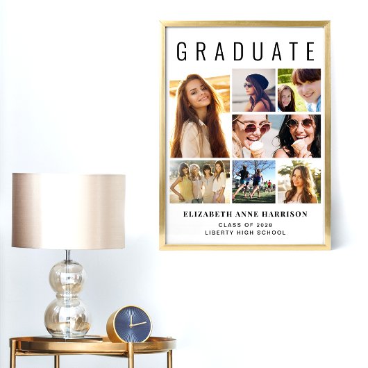 Moderne 7-Foto-Graduierungsparty Willkommen Poster