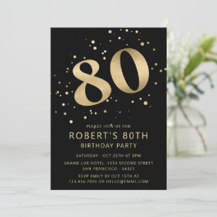 Moderne 80. Achtzigster Geburtstag Foto Gold Glitt Einladung