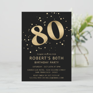 Moderne 80. Achtzigster Geburtstag Foto Gold Glitt Einladung
