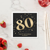 Moderne 80. Achtzigster Geburtstag | Schwarz Gold Serviette (Beispiel)