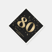 Moderne 80. Achtzigster Geburtstag | Schwarz Gold Serviette (Ecke)