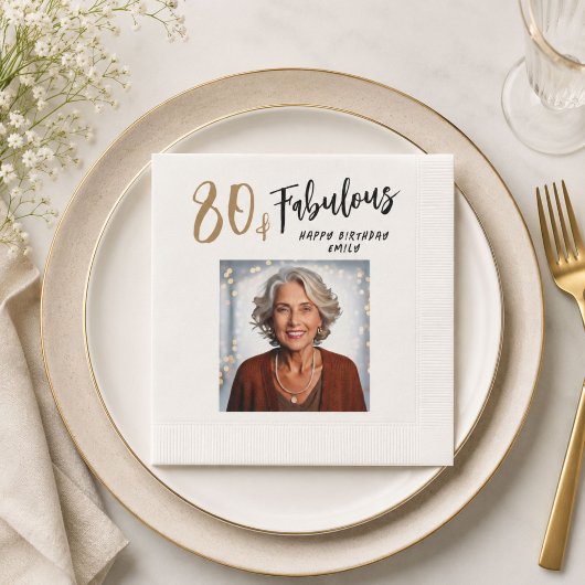 Moderne 80 und Fabelhaft Foto 80. Geburtstag Serviette