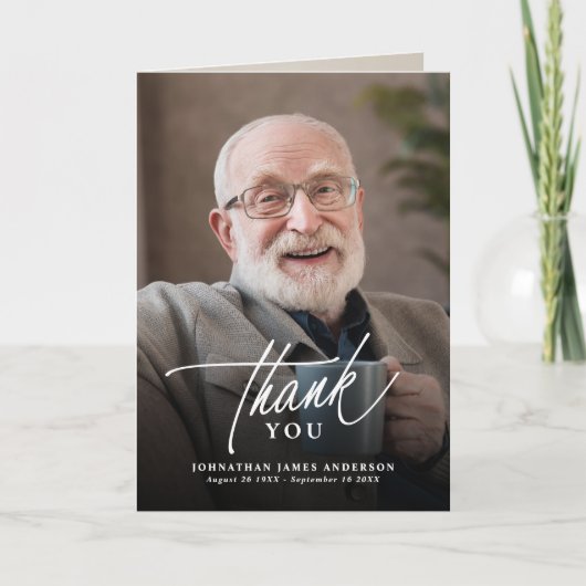 Moderne 8-Foto-Beerdigung/Gedenkstätte Dankeskarte (Vorderseite)