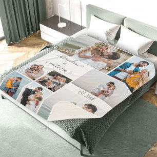 Moderne 8-Foto-Collage Elegante Schrift Personaliz Sherpadecke