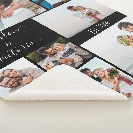 Moderne 8 Foto Collage Elegantes Script Custom Bla Sherpadecke (3/4)