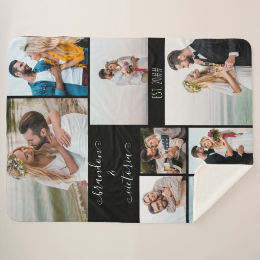 Moderne 8 Foto Collage Elegantes Script Custom Bla Sherpadecke (Vorderseite (Horizontal))