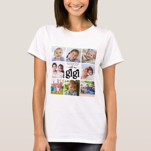 Moderne 8 Foto Collage Names nennen mich Gigi T-Shirt (Vorderseite)
