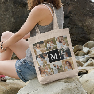 Moderne 8-Foto-Collage personalisiert Tragetasche
