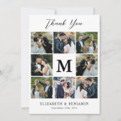 Moderne 8-Fotolage, kundenspezifische Monogramm-Ho Dankeskarte (Vorderseite)