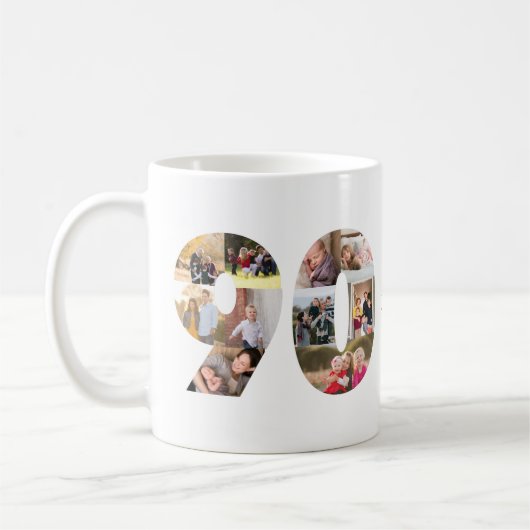 Moderne 90. Nummer Foto Collage Custom Gruß Kaffeetasse (Links)