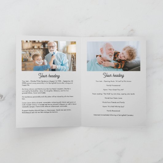 Moderne 9-Foto-Beerdigung/Feier des Lebens Programm (Innenseite)