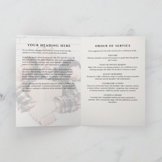 Moderne 9-Foto-Beerdigung in liebenswertem Gedächt Programm (Innenseite)