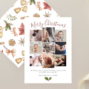 Moderne 9-Foto-Collage Frohe Weihnachten
