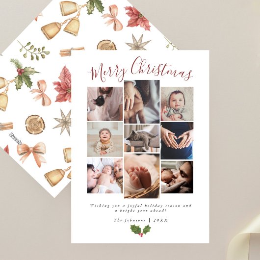 Moderne 9-Foto-Collage Frohe Weihnachten