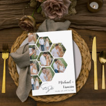 Moderne 9-Foto-Collage-Honeycomb-Save-the-Date-Kar