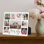 Moderne 9 Fotocollage Familie Name Schwarz-Weiß Fotoplatte<br><div class="desc">Erstellen Sie Ihre eigene Collage-Plakette mit 9 Ihrer Lieblingsfotos. Eine Kollektion von Erinnerungen mit Familienbesitz und Namen.</div>