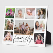 Moderne 9 Fotocollage Familie Name Schwarz-Weiß Fotoplatte (Seite)