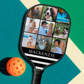 Moderne 9 Fotoleiterstreifen Name Farbe Pickleball Schläger