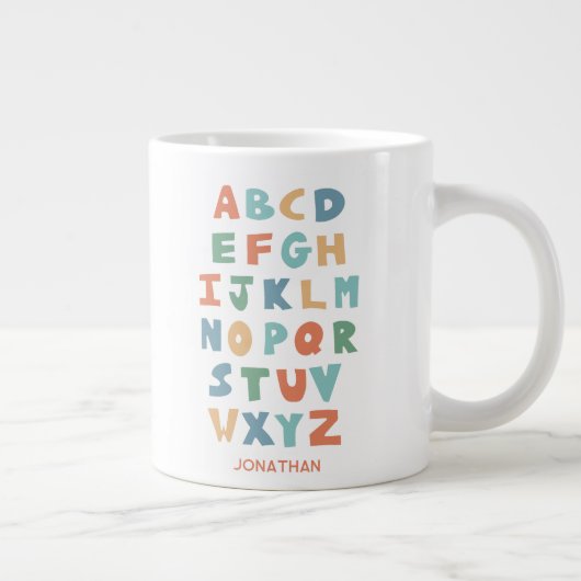 Moderne ABC Alphabet Personalisierte Klassenbriefe Jumbo-Tasse (Rechts)