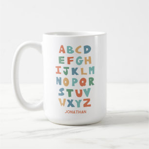 Moderne ABC Alphabet Personalisierte Klassenbriefe Kaffeetasse