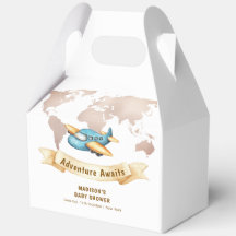 Moderne Abenteuer Weltkarte Flugzeug Baby Shower