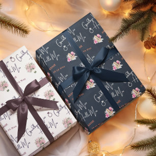 Moderne Abschied Miss Hallo Mrs Blue Brautparty Geschenkpapier