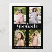 Moderne Abschluss 4 Foto-Ankündigungskarte Ankündigung (Vorne/Hinten)