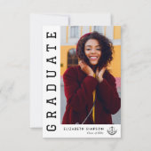 Moderne Abschluss-Ankündigung Dankeskarte (Vorderseite)