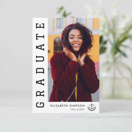 Moderne Abschluss-Ankündigung Dankeskarte (Stehend Vorderseite)