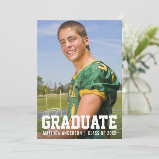 Moderne Abschluss-Ankündigung Fotokarte Ankündigung (Stehend Vorderseite)