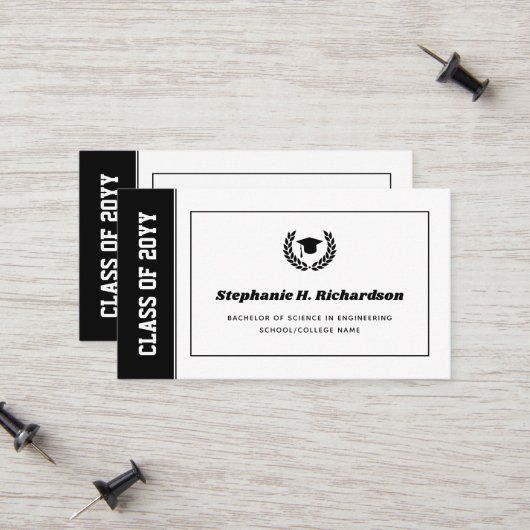 Moderne Abschluss-Ankündigung Name-Karte einfügen Telefonnummerkarte (Vorderseite/Rückseite Beispiel)