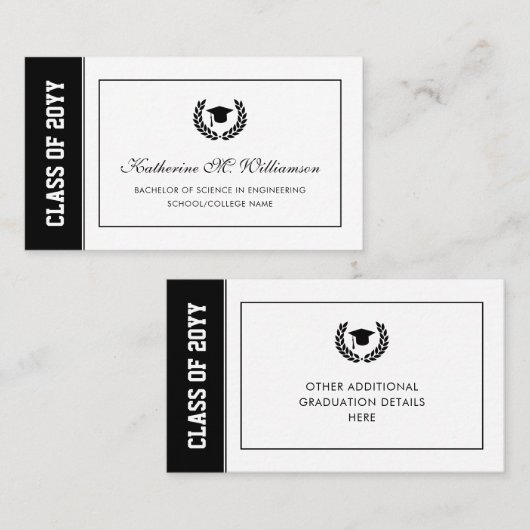 Moderne Abschluss-Ankündigung Name-Karte einfügen Telefonnummerkarte (Vorne/Hinten)