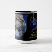 Moderne Abschluss Black Blue Wave Zweifarbige Tasse (Mittel)