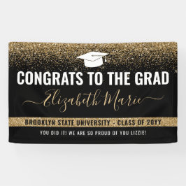Moderne Abschluss Black Gold Glitzer Class 2021 Banner