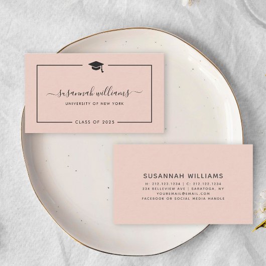 Moderne Abschluss--Chic-Script-Rose Visitenkarte