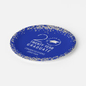 Moderne Abschluss Class Jahr Royal Blue Gold Pappteller (Schrägansicht)