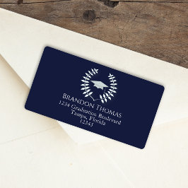 Moderne Abschluss Classic Mortarboard Navy Blue Adressaufkleber