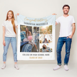 Moderne Abschluss Collage 2026 Foto Geschenk Fleecedecke