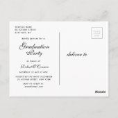 Moderne Abschluss-Einladung mit weißen Pinselstric Postkarte (Rückseite)