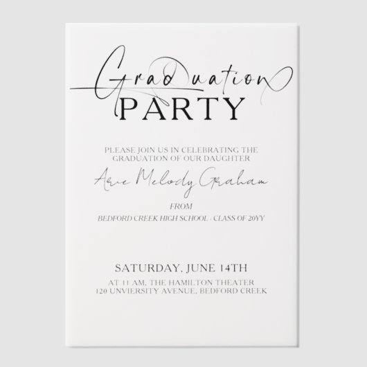 Moderne Abschluss-Einladung Pergament Einladungen (Vorderseite)