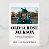 Moderne Abschluss-Foil-Karte für Skripte und Fotos Folieneinladung (Rückseite)