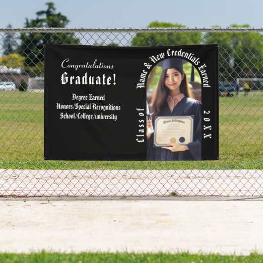 Moderne Abschluss Foto Ankündigung Schwarz & Weiß Banner (Insitu)