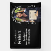 Moderne Abschluss Foto Ankündigung Schwarz & Weiß Banner (Vertikal)