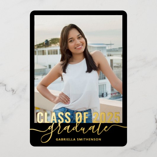 Moderne Abschluss Foto Class 2025 Ankündigung (Vorderseite)