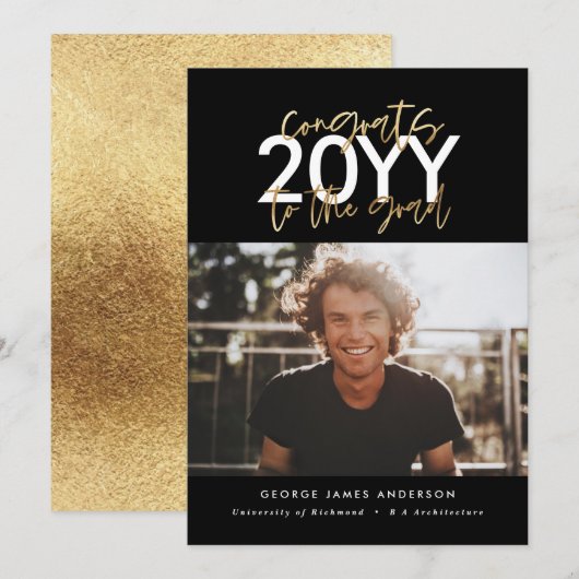 Moderne Abschluss-Foto mit Schwarz und Gold (Vorne/Hinten)