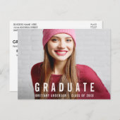 Moderne Abschluss Foto Party Einladung Postkarte (Vorne/Hinten)