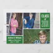 Moderne Abschluss Fotocollage Class 20XX Green Einladung (Vorderseite)