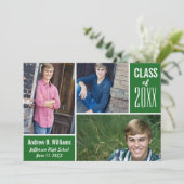 Moderne Abschluss Fotocollage Class 20XX Green Einladung (Stehend Vorderseite)