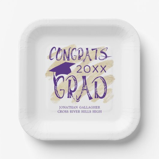 Moderne Abschluss Glückwunsch Grad Cap Custom Colo Pappteller (Vorderseite)