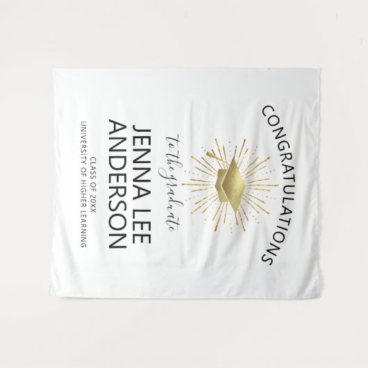 Moderne Abschluss Gold Cap mit Sternexplosion Wandteppich (Vorderseite (Horizontal))